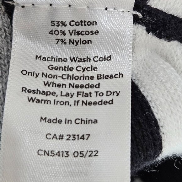 Talbots Black & White Stripe Crewneck Poncho Sweater Medium Large - Picture 6 of 8